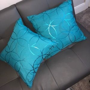 19 by 19 Blue decorative pillows